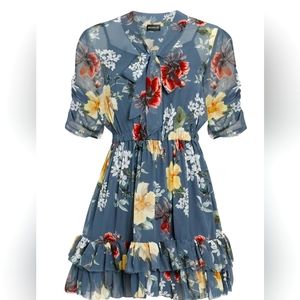 Nicholas Slate Blue Floral Printed Dress, Brand New